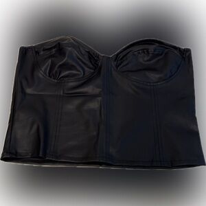 NWOT ASOS Design strapless leather look corset top in black. Size US 14 UK 18